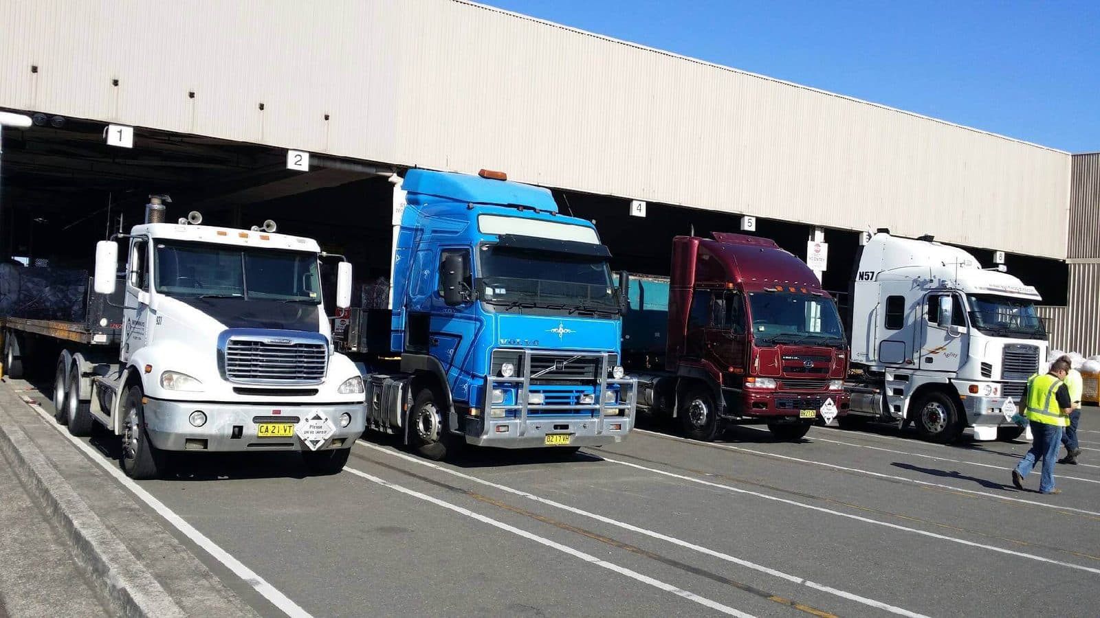 Brownways prime movers loading at a Sydney freight terminal