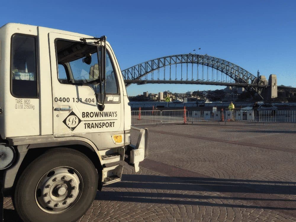 Brownways truck on the Sydney harbour foreshore